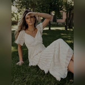 Hallie Midi Dress in XL - Böhme - Cream